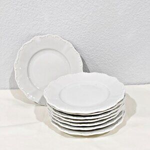 Seltmann Weiden Theresia Plates White Set of 8 Bavaria W Germany Vintage 5.75"